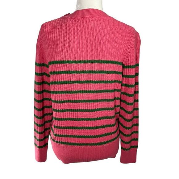 Gant NWT Women's Pink Green Striped Rib Knit Long Sleeve Pullover Sweater Medium - Picture 12 of 14